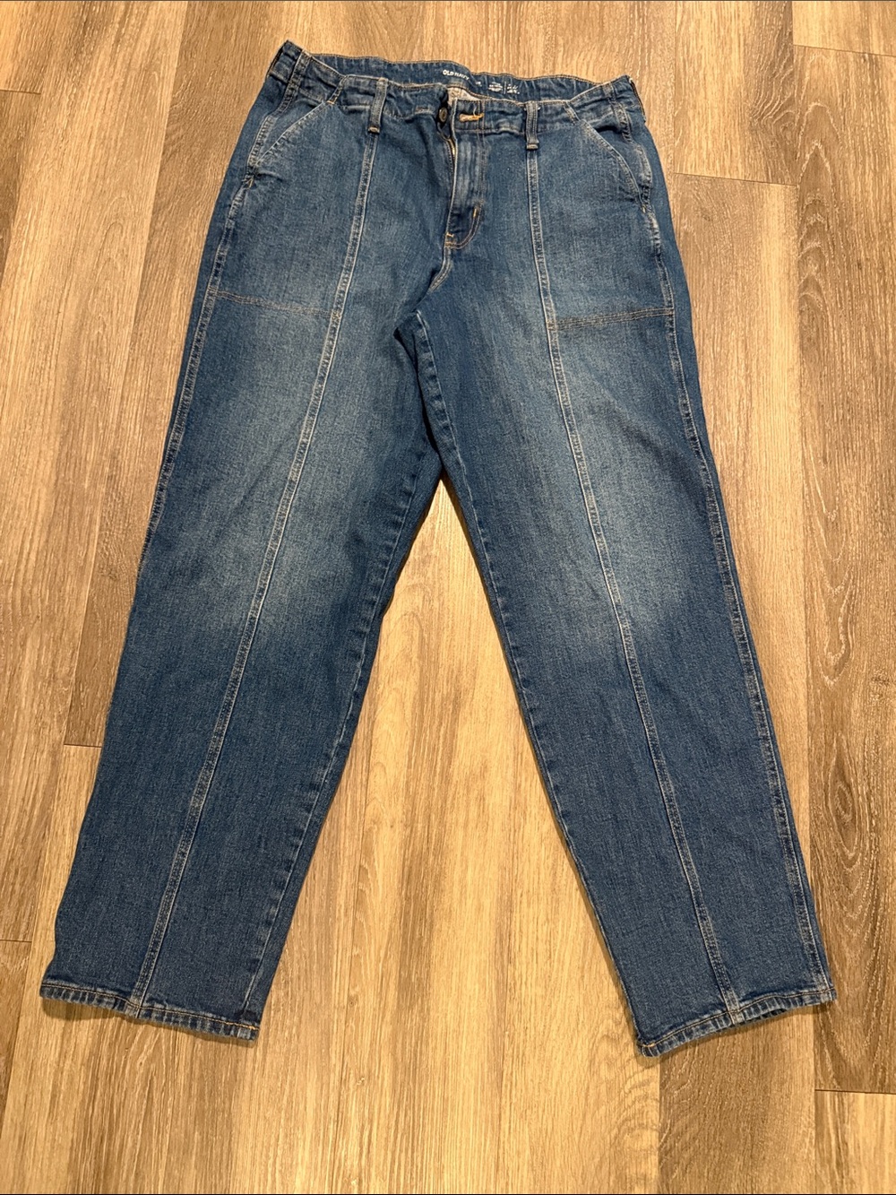Old Navy Women's Relaxed Blue Panel-Front Jeans